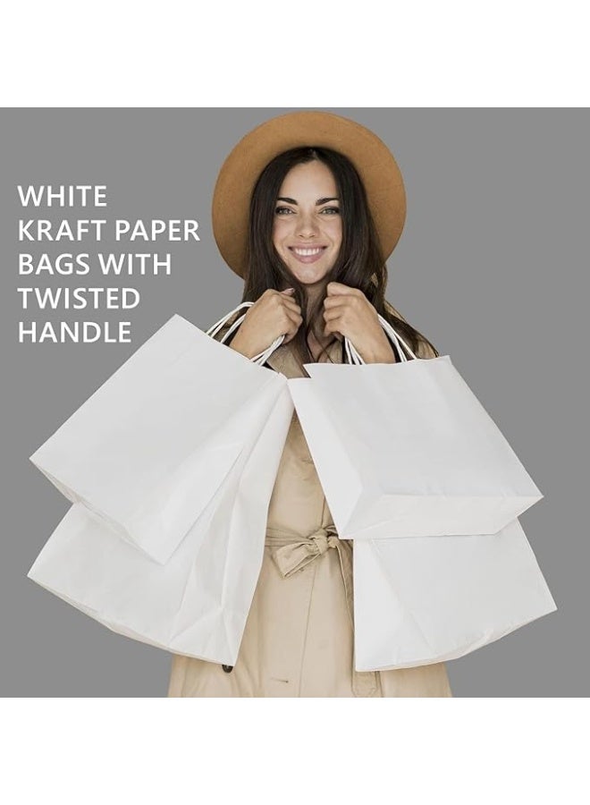 White Kraft Paper Bags (28x28x15cm) size  with Strong Twisted Handles for Party Favor, Thanksgiving,Christmas,Wedding,Birthday - Pack Of 25pcs - Image 3